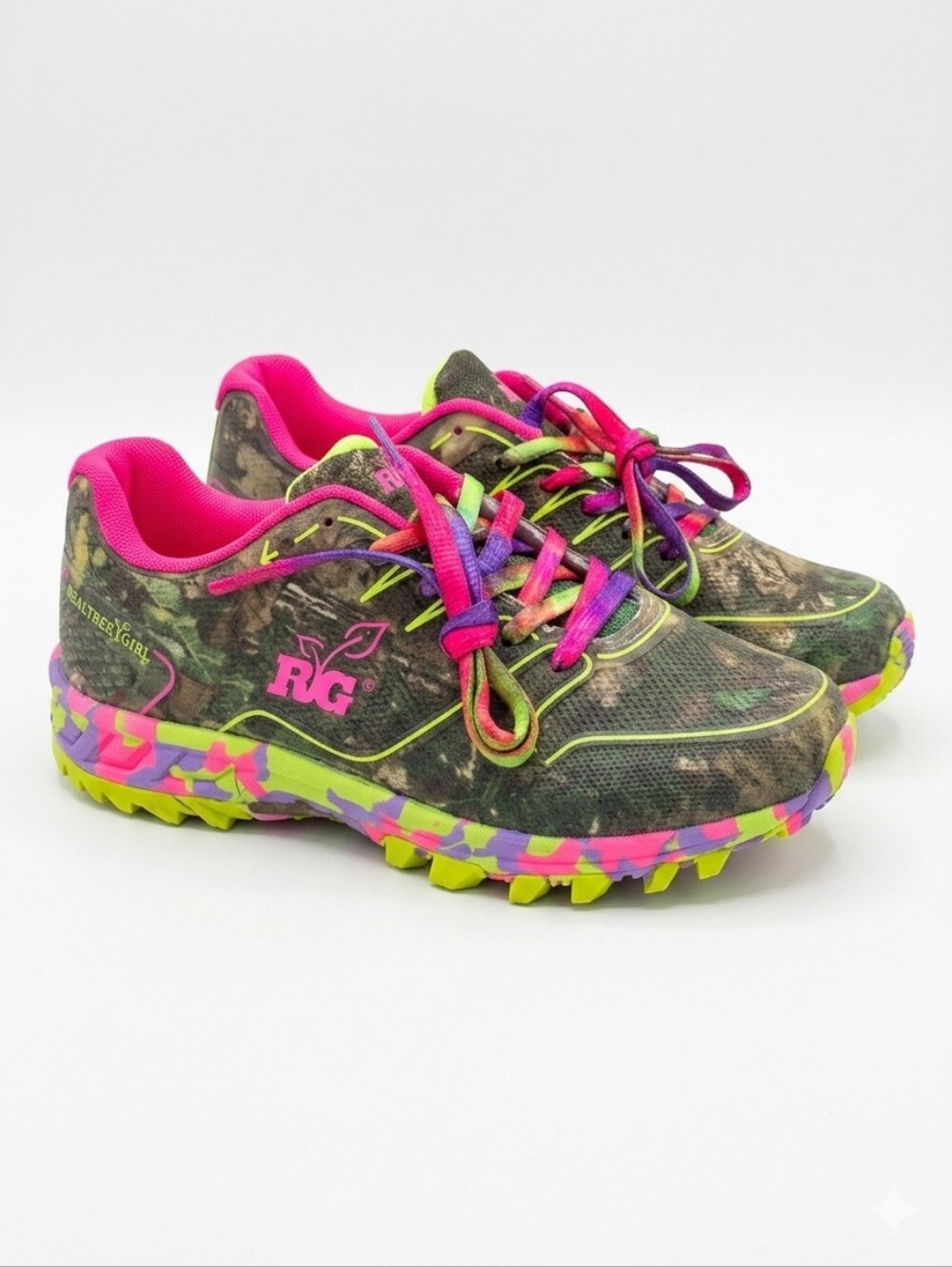 Kids Camouflage Sneakers - Green and Pink